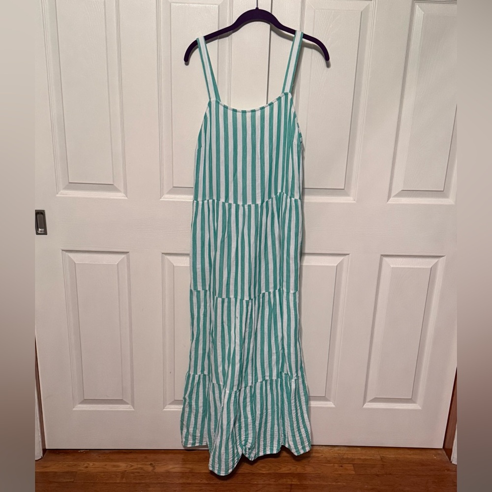 Sonoma Green and White Striped Dress